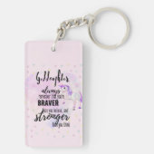 Aangepaste GODDAUGHTER Motivatie Quote Pink Unicor Sleutelhanger (achterkant)