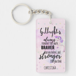 Aangepaste GODDAUGHTER Motivatie Quote Pink Unicor Sleutelhanger
