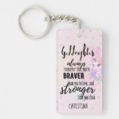 Aangepaste GODDAUGHTER Motivatie Quote Pink Unicor Sleutelhanger (Voorkant)