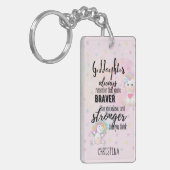 Aangepaste GODDOCHTER Motiverende Citaat Roze Eenh Sleutelhanger (Voorkant Links)