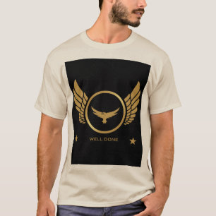Aangepaste goed gedaan Tekst Eagle Afbeelding Zand T-shirt