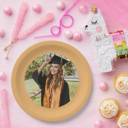 Aangepaste Gold Afstuderen Stole Foto Papieren Bordje (Feest)
