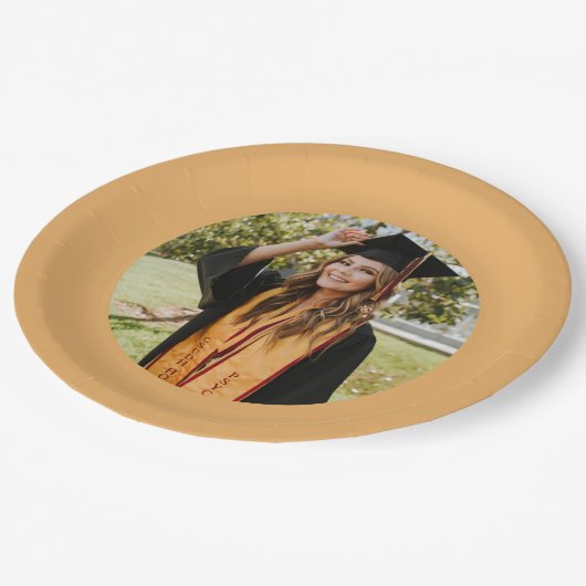 Aangepaste Gold Afstuderen Stole Foto Papieren Bordje (Gekanteld)