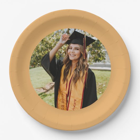Aangepaste Gold Afstuderen Stole Foto Papieren Bordje (Voorkant)
