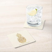 Aangepaste Gold-ananas op Ivoorkust Kartonnen Onderzetters (Insitu)