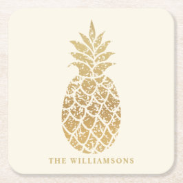 Aangepaste Gold-ananas op Ivoorkust Kartonnen Onderzetters