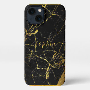 Aangepaste Gold Black Marble Cell Phone 11 12 Pro  iPhone 13 Hoesje