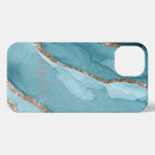 Aangepaste Gold Blauwgroen blauwe mobiele telefoon iPhone Hoesje (Achterkant horizontaal)