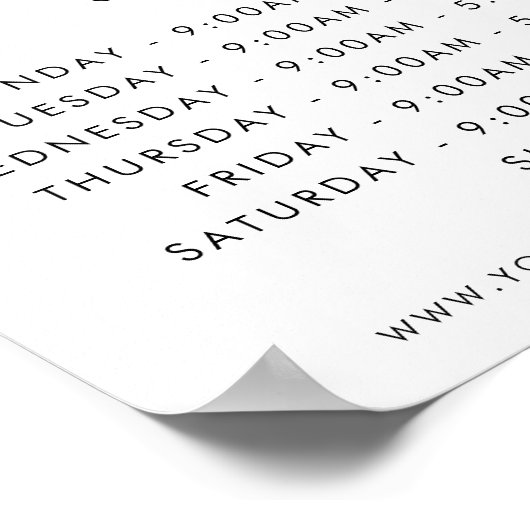 Aangepaste Gold Business Company Logo Openingstijd Poster (Hoek)