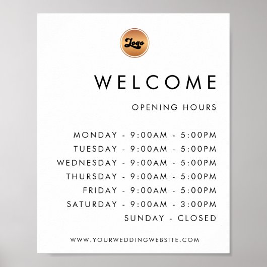 Aangepaste Gold Business Company Logo Openingstijd Poster (Voorkant)