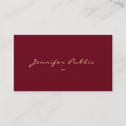 Aangepaste Gold Color Typography Script-Sjabloon Visitekaartje (Voorkant)