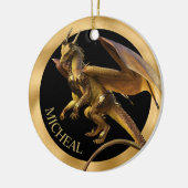 Aangepaste Gold Dragon Fantasy Keramisch Ornament (Links)