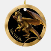 Aangepaste Gold Dragon Fantasy Keramisch Ornament (Achterkant)