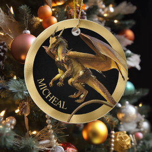 Aangepaste Gold Dragon Fantasy Keramisch Ornament
