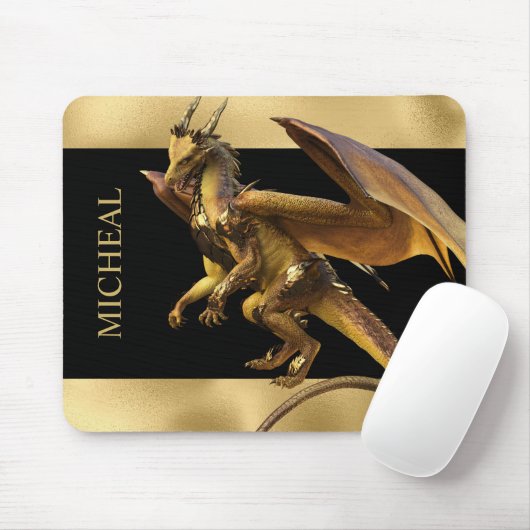 Aangepaste Gold Dragon Fantasy Muismat (Met muis)