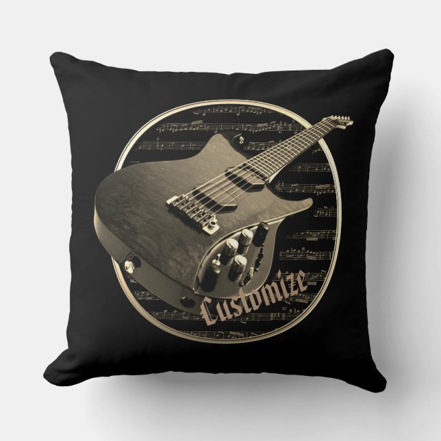 Aangepaste Gold Electric Guitar Pillow Kussen (Voorkant)