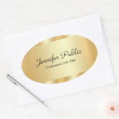 Aangepaste Gold Elegant Script Glamor Sjabloon Ovale Sticker (Envelop)
