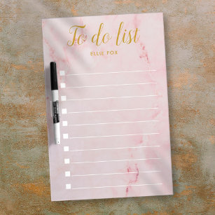 Aangepaste Gold- en Blush roze marmer-to-Do-lijst Whiteboard