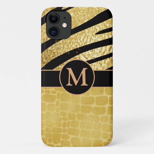 Aangepaste Gold- en zwarte dierlijke afdrukken Case-Mate iPhone Case (Achterkant)