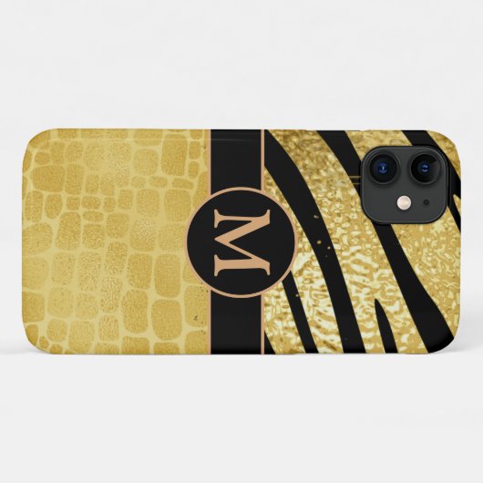 Aangepaste Gold- en zwarte dierlijke afdrukken Case-Mate iPhone Case (Achterkant (horizontaal))