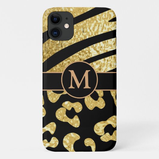 Aangepaste Gold- en zwarte dierlijke afdrukken Case-Mate iPhone Case (Achterkant)