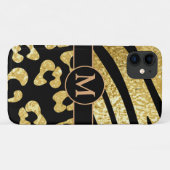 Aangepaste Gold- en zwarte dierlijke afdrukken Case-Mate iPhone Case (Achterkant (horizontaal))