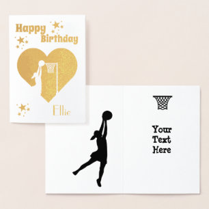 Aangepaste Gold foil Netball Birthday-kaart Folie Kaarten