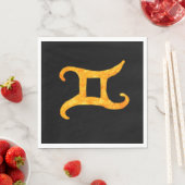 Aangepaste Gold Gemini Astrology Sign Servet (Insitu)