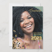 Aangepaste Gold Glitter Afstuderen Foto Aankondiging (Voorkant)