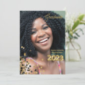 Aangepaste Gold Glitter Afstuderen Foto Aankondiging (Staand voorkant)