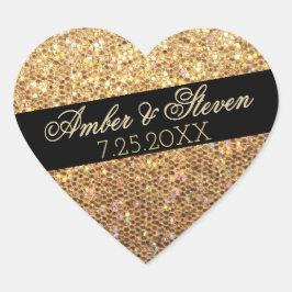 Aangepaste Gold Glitter Hart Sticker