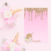 Aangepaste Gold Glitter-schijven Roze Floral Unico Post-it® Notes