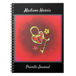 Aangepaste Gold Lock en Key Custom Text Notitieboek