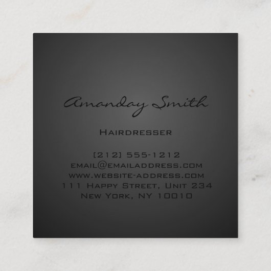 Aangepaste Gold-Logo-hairdresser Professional Vierkante Visitekaartje (Achterkant)