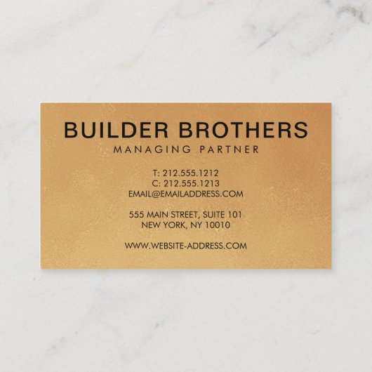 Aangepaste Gold Logo Professional-metalen construc Visitekaartje (Achterkant)