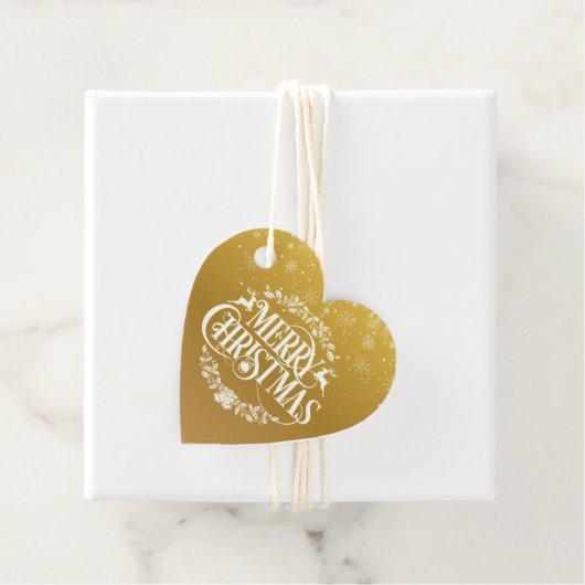 Aangepaste Gold Merry-kerstsnowflakes Bedankjes Labels (In situ)