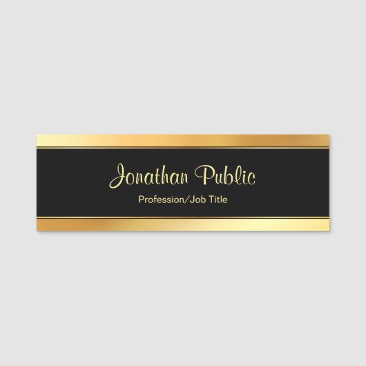 Aangepaste Gold Modern Handgeschreven Script-Sjabl Naamplaatje (Voorkant)