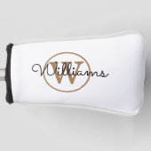 Aangepaste Gold Monogram Script Name Golfheadcover (Voorkant)