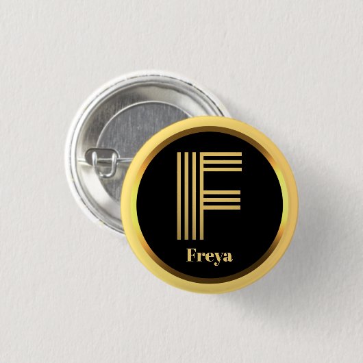Aangepaste Gold Monogramed Letter F Ronde Button 3,2 Cm (Voorkant /achterkant)