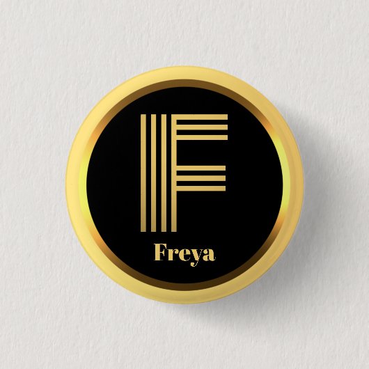 Aangepaste Gold Monogramed Letter F Ronde Button 3,2 Cm (Voorkant)
