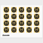 Aangepaste Gold Monogramed Letter M Vierkante Sticker (Vel)