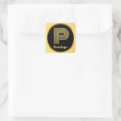 Aangepaste Gold Monogramed Letter P Vierkante Sticker (Tas)