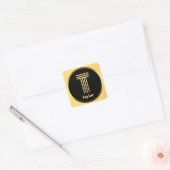 Aangepaste Gold Monogramed Letter T Vierkante Sticker (Envelop)