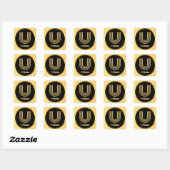 Aangepaste Gold Monogramed Letter U Vierkante Sticker (Vel)