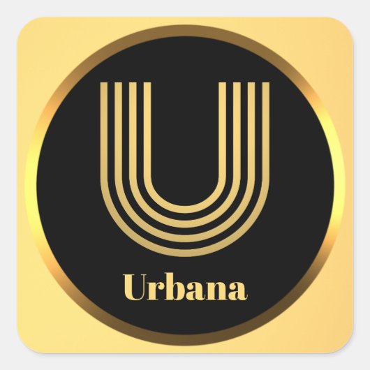 Aangepaste Gold Monogramed Letter U Vierkante Sticker (Voorkant)