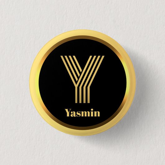 Aangepaste Gold Monogramed Letter Y Ronde Button 3,2 Cm (Voorkant)