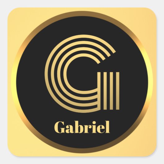 Aangepaste Gold Monogrammed Letter G Vierkante Sticker (Voorkant)