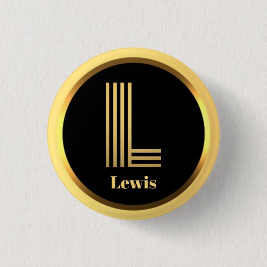 Aangepaste Gold Monogrammed Letter L Ronde Button 3,2 Cm (Voorkant)