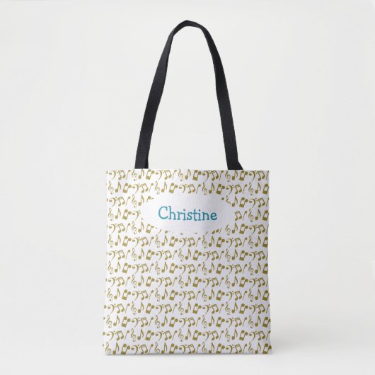 Aangepaste Gold Music Note Canvas tas (Voorkant)