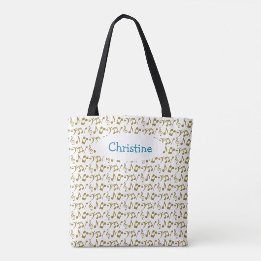 Aangepaste Gold Music Note Canvas tas (Achterkant)